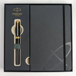 Подарочный набор Parker INGENUITY Black Lacquer GT FP F (ручка-перо + блокнот Parker)