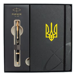 Подарочный набор Parker IM UKRAINE Black GT BP Трезубец (шариковая ручка + блокнот Parker)