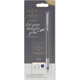 Ручка перова Parker VECTOR Black FP M + Картриджі Parker Quink /5шт. (блістер)