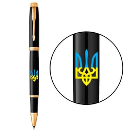 Подарунковий набір Parker IM UKRAINE Black GT RB Тризуб синьо-жовтий (ручка-ролер + блокнот Parker)