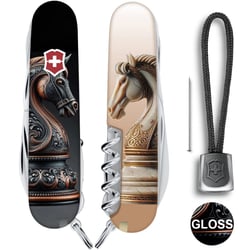 Швейцарський складаний ніж 91мм Victorinox HUNTSMAN ZODIAC Шаховий кінь 1.3713.3.Z5310pk