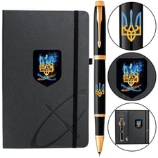 Подарочный набор Parker IM UKRAINE Black GT RB Пылающий Трезубец (ручка-роллер + блокнот Parker)