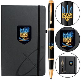 Подарунковий набір Parker IM UKRAINE Black GT RB Палаючий Тризуб (ручка-ролер + блокнот Parker)