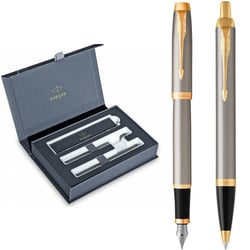 Подарочный набор Parker IM Brushed Metal GT FP+BP (перо + шариковая)
