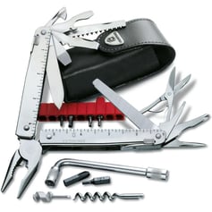 Мультитул Victorinox SWISSTOOL X PLUS 3.0338.L + чорний шкіряний чохол