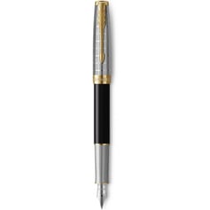 Ручка перова Parker SONNET Metal & Black Lacquer GT FP18 F