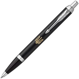 Ручка шариковая Parker IM UKRAINE Matte Black CT BP Трезубец