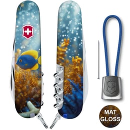Швейцарський складаний ніж 91мм Victorinox CAMPER DESIGN Жовто-блакитна рибка 1.3613.7.R2020pk