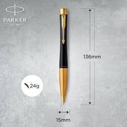 Ручка шариковая Parker URBAN UKRAINE Twist Muted Black GT BP Трезубец на торце + Слава Україні