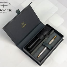 Подарочный набор Parker SONNET Silver Mistral GT BP (шариковая ручка + кожаный чехол)