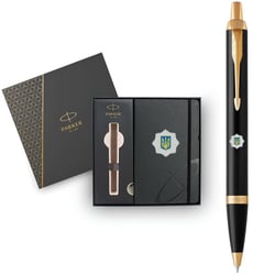 Набор: ручка шариковая Parker IM SPECIAL Black GT BP Эмблема МВД + блокнот Parker + подарочная коробка