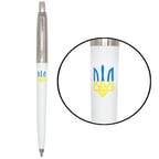 Ручка шариковая Parker JOTTER Originals UKRAINE White CT BP Трезубец сине-желтый