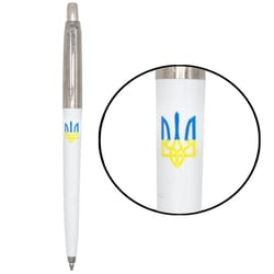 Ручка шариковая Parker JOTTER Originals UKRAINE White CT BP Трезубец сине-желтый