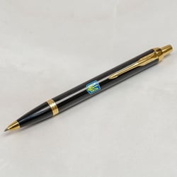 Ручка шариковая Parker IM UKRAINE Black GT BP Герб Украины сине-желтый