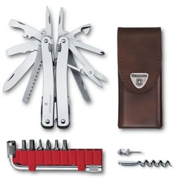 Мультитул Victorinox SWISSTOOL SPIRIT X PLUS 3.0235.L + коричневый кожаный чехол