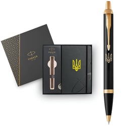 Подарунковий набір Parker IM UKRAINE Black GT BP Тризуб (кулькова ручка + блокнот Parker)