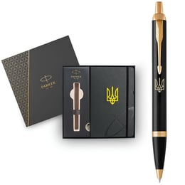 Подарочный набор Parker IM UKRAINE Black GT BP Трезубец (шариковая ручка + блокнот Parker)