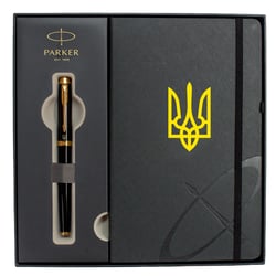 Подарунковий набір Parker IM UKRAINE Black GT RB Тризуб (ручка-ролер + блокнот Parker)