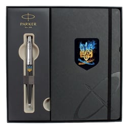 Подарочный набор Parker JOTTER Originals UKRAINE Black CT BP Пылающий Трезубец (шариковая ручка + блокнот Parker)