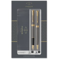 Подарунковий набір Parker SONNET Grey Lacquer GT FP+BP (перова + кулькова ручка)