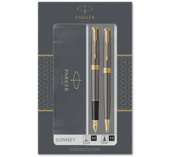 Подарунковий набір Parker SONNET Grey Lacquer GT FP+BP (перова + кулькова ручка)