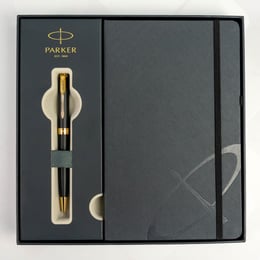 Подарочный набор Parker SONNET Matte Black Lacquer GT BP (шариковая ручка + блокнот Parker)