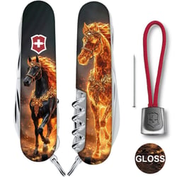 Швейцарський складаний ніж 91мм Victorinox HUNTSMAN ZODIAC Золотий кінь 1.3713.Z5220pk