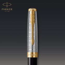 Ручка перьевая Parker SONNET Metal & Black Lacquer GT FP18 F