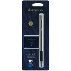Ручка перьевая Waterman ALLURE Chrome CT FP F + упаковка картриджей Mini (блистер)