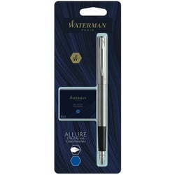 Ручка перова Waterman ALLURE Chrome CT FP F + упаковка картриджів Mini (блістер)