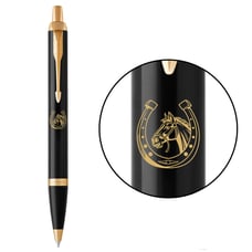 Ручка шариковая Parker IM ZODIAC Black GT BP Конь с подковой