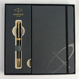 Подарочный набор Parker INGENUITY Black Lacquer GT BP (шариковая ручка + блокнот Parker)
