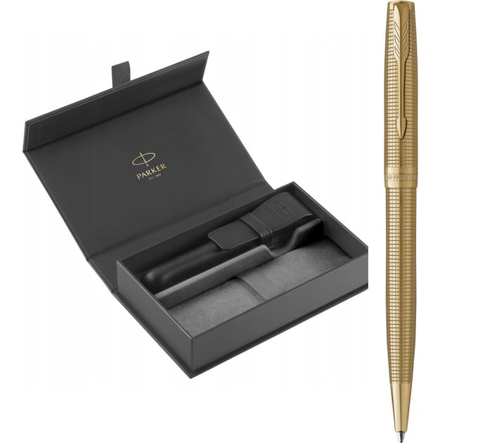Набір Parker SONNET SE Cisele Gold GT BP (кулькова ручка + шкіряний чохол + коробка)