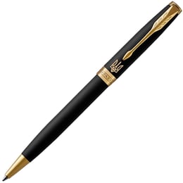 Ручка шариковая Parker SONNET UKRAINE Matte Black Lacquer GT BP Трезубец