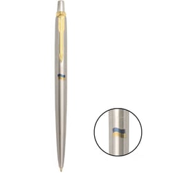 Ручка шариковая Parker JOTTER UKRAINE Stainless Steel GT BP Флаг сине-желтый