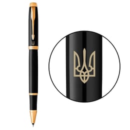 Подарочный набор Parker IM UKRAINE Black GT RB Трезубец (ручка-роллер + блокнот Parker)