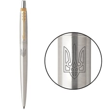 Ручка кулькова Parker JOTTER UKRAINE Stainless Steel GT BP Тризуб прозорий
