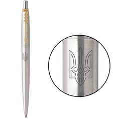 Ручка шариковая Parker JOTTER UKRAINE Stainless Steel GT BP Трезубец прозрачный