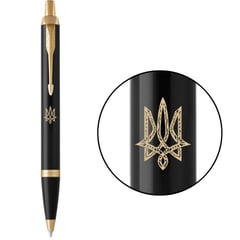 Ручка кулькова Parker IM UKRAINE Black GT BP Тризуб геометрія