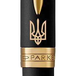 Ручка шариковая Parker SONNET UKRAINE Matte Black Lacquer GT BP Трезубец