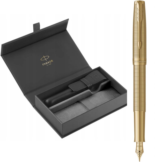 Набір Parker SONNET SE Cisele Gold GT FP18 F (перова ручка + шкіряний чохол + коробка)