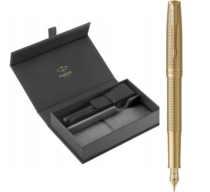 Набір Parker SONNET SE Cisele Gold GT FP18 F (перова ручка + шкіряний чохол + коробка)