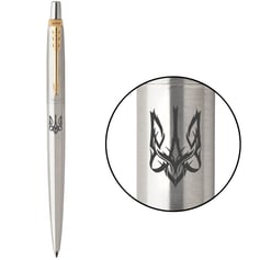 Ручка шариковая Parker JOTTER UKRAINE Stainless Steel GT BP Трезубец готический