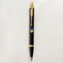 Ручка шариковая Parker IM UKRAINE Black GT BP Трезубец сине-желтый