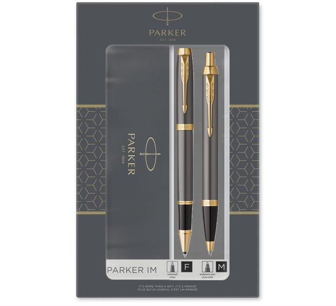 Подарочный набор ручек Parker IM Grey Lacquer GT RB+BP (роллер + шариковая)