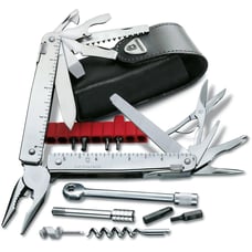 Мультитул Victorinox SWISSTOOL X PLUS RATCHET 3.0339.L + чорний шкіряний чохол