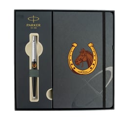 Набор: ручка шариковая Parker JOTTER Originals ZODIAC Black CT BP Конь с подковой + блокнот