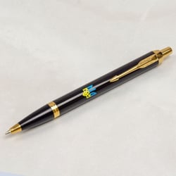 Ручка шариковая Parker IM UKRAINE Black GT BP Трезубец сине-желтый