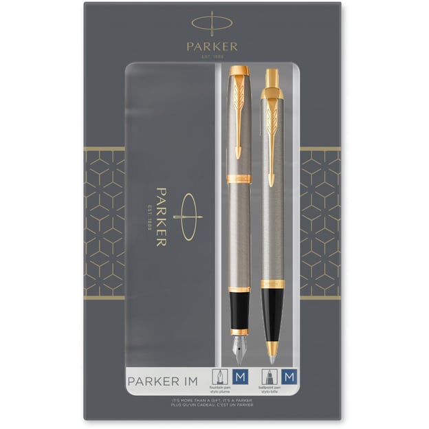 Подарочный набор ручек Parker IM Brushed Metal GT FP+BP (перьевая + шариковая)