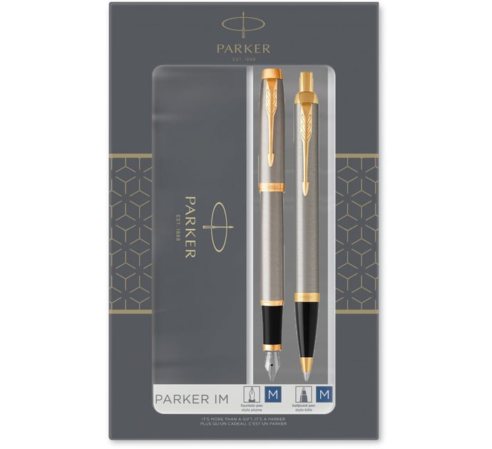 Подарунковий набір ручок Parker IM Brushed Metal GT FP+BP (перова + кулькова)